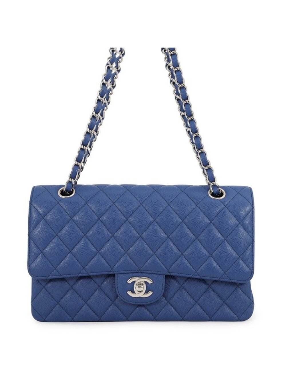 Chanel Chain Shoulder Bag Quilted 25 CC Logo Double Caviar Leather